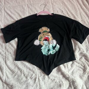 Black Graphic Cropped T-Shirt